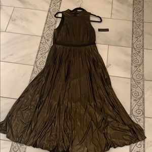 NWT Donna Morgan Bronze/Gold Metallic halter dress